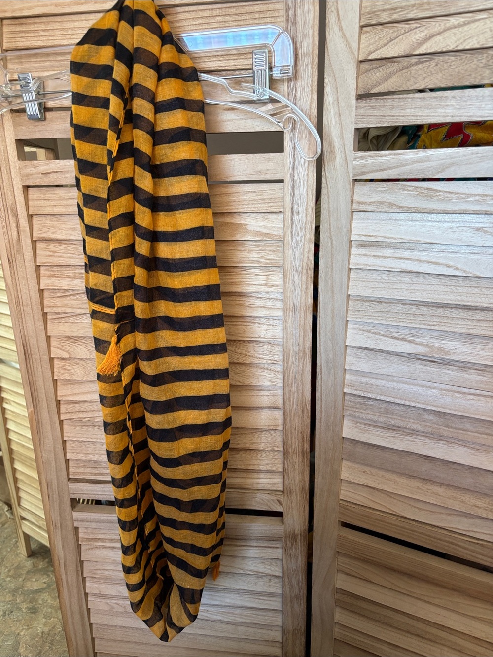 Striped Black and Mustard Infinity Scarf